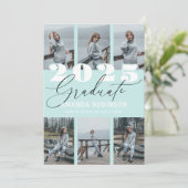 Moderne Mint 6 Foto Afstuderen Aankondiging (Staand voorkant)