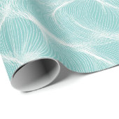 Moderne Mint Aqua Verse Flow Wit Abstract Patroon Cadeaupapier (Rol Hoek)