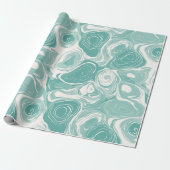 Moderne Mint Aqua Verse Flow Wit Abstract Patroon Cadeaupapier (Uitgerold)