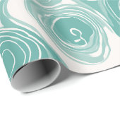 Moderne Mint Aqua Verse Flow Wit Abstract Patroon Cadeaupapier (Rol Hoek)