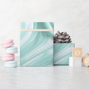 Moderne Mint Aqua Verse Flow Wit Abstract Patroon Cadeaupapier