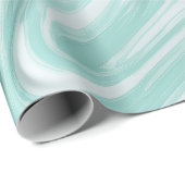 Moderne Mint Aqua Verse Flow Wit Abstract Patroon Cadeaupapier (Rol Hoek)
