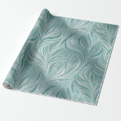 Moderne Mint Aqua Verse Flow Wit Abstract Patroon Cadeaupapier (Uitgerold)