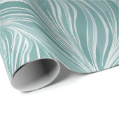 Moderne Mint Aqua Verse Flow Wit Abstract Patroon Cadeaupapier (Rol Hoek)