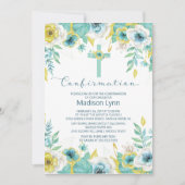 Moderne Mint Bloemen Kruis bevestiging Uitnodiging (Voorkant)