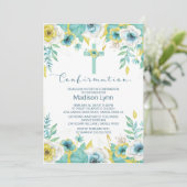 Moderne Mint Bloemen Kruis bevestiging Uitnodiging (Staand voorkant)