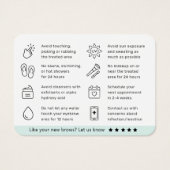 Moderne Mint Blue Eyebrow Tint Aftercare Kaart (Achterkant)