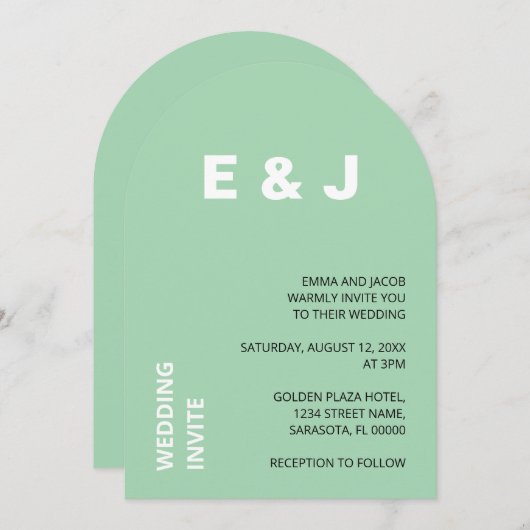 Moderne Mint bruiloft uitnodiging (Voorkant / Achterkant)