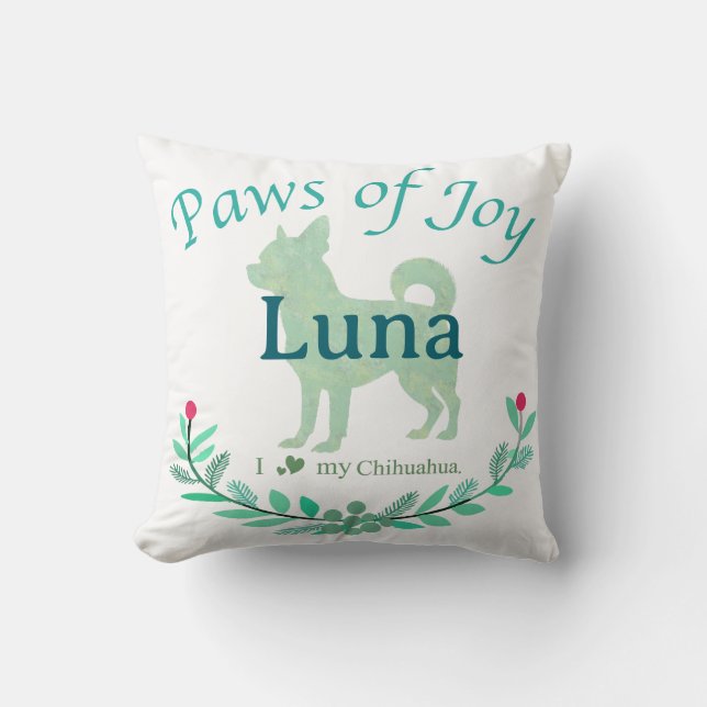 Moderne Mint Chihuahua | Gepersonaliseerde Kerstmi Kussen (Voorkant)