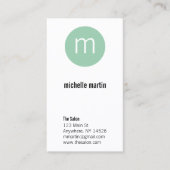 Moderne Mint Circle Monogram Hair Stylist Visitekaartje (Voorkant)