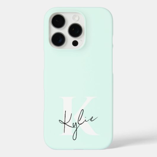 Moderne Mint Cream Gepersonaliseerde Monogram Naam Case-Mate iPhone Case (Achterkant)