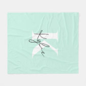 Moderne Mint Cream Gepersonaliseerde Monogram Naam Fleece Deken (Voorkant (Horizontaal))