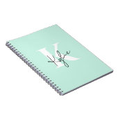 Moderne Mint Cream Gepersonaliseerde Monogram Naam Notitieboek (Rechterzijde)