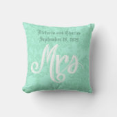 Moderne Mint Damask bruiloft Kussen (Voorkant)