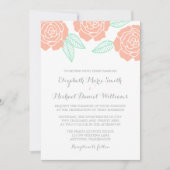Moderne Mint en Peach Roos Wedding Invitations Kaart (Voorkant)