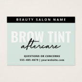 Moderne Mint Eyebrow Tint Aftercare Kaart (Voorkant)
