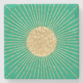 Moderne Mint Gold Sunshine Stenen Onderzetter (Voorkant)