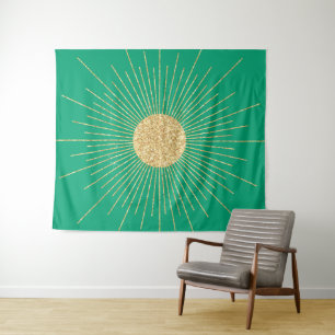 Moderne Mint Gold Sunshine Wandkleed