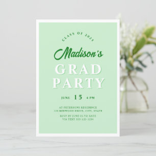 Moderne Mint Green Edgy Graduation Party Foto Kaart
