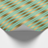 Moderne Mint-Green en Gold Stripes Pattern Cadeaupapier (Hoek)