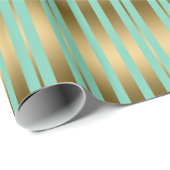 Moderne Mint-Green en Gold Stripes Pattern Cadeaupapier (Rol Hoek)