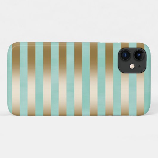 Moderne Mint Green & Gold Stripes Case-Mate iPhone Case (Achterkant (horizontaal))