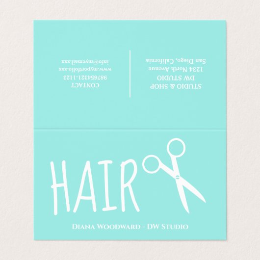Moderne Mint Green Kappers Loyaliteit Visitekaartje (Buitenkant ongevouwen)