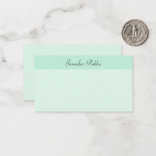 Moderne Mint Green Sjabloon Handgeschreven Script- (Voorkant / Achterkant in situ)