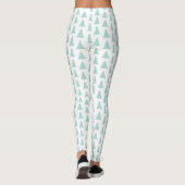 Moderne Mint Green Trees op wit geometrisch patroo Leggings (Achterkant)