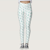 Moderne Mint Green Trees op wit geometrisch patroo Leggings (Voorkant)