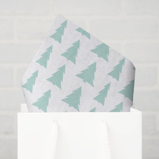 Moderne Mint Green Trees op wit geometrisch patroo Tissuepapier (Cadeauzakje)