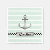 Moderne Mint Green Waterverf Anchor Custom Servetten (Voorkant)