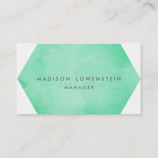Moderne Mint Green Waterverf Bright Chic Visitekaartje (Voorkant)