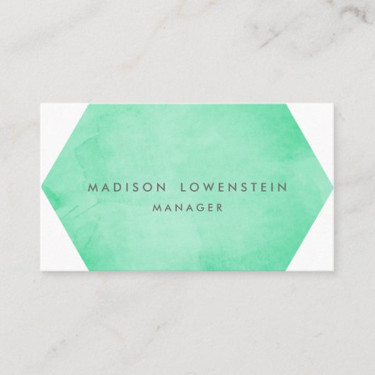Moderne Mint Green Waterverf Bright Chic Visitekaartje (Voorkant)