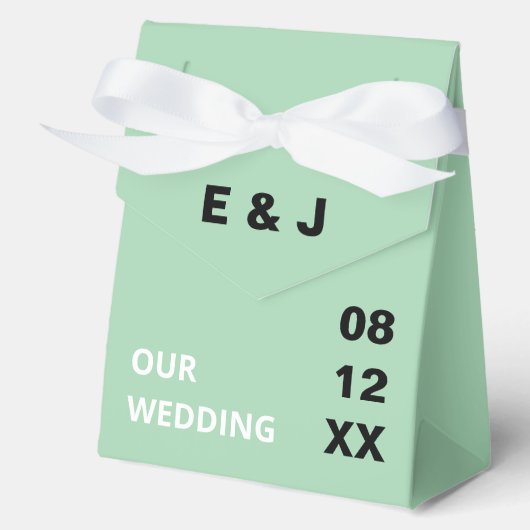 Moderne Mint Green Wedding Favoriete Boxen Bedankdoosjes (Voorkant)