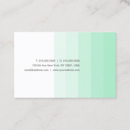 Moderne Mint Green White Handgeschreven Manuscript Visitekaartje (Achterkant)
