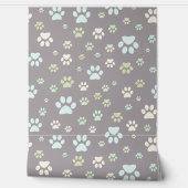 Moderne Mint & Grijs Pootafdruk Nursery  Behang (Afrollen)