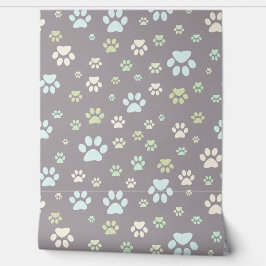 Moderne Mint & Grijs Pootafdruk Nursery  Behang