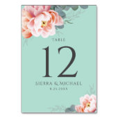 Moderne Mint Groen Blush Roze Bloemen Bruiloft Kaart (Voorkant)