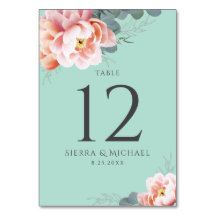 Moderne Mint Groen Blush Roze Bloemen Bruiloft