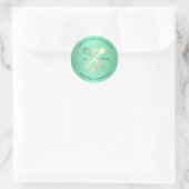 Moderne Mint Groen en Gouden Bakkerij Cupcake Labe Ronde Sticker (Tas)