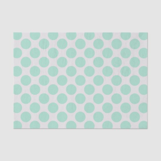 Moderne Mint Groen en Wit Grote Polka Dots Tissuepapier (Voorkant)