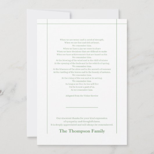 Moderne mint-groen en wit in het houden van geheug bedankkaart (Achterkant)