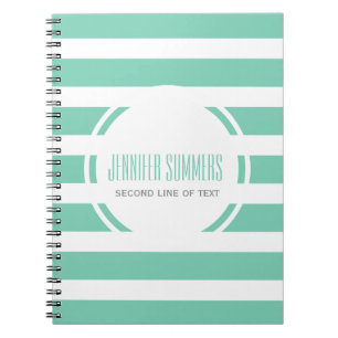 Moderne mint-groen en witte strepen patroon notitieboek