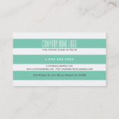 Moderne mint-groen en witte strepen patroon visitekaartje (Achterkant)