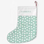 Moderne Mint groen & witte stippen Kleine Kerstsok (Achterkant)