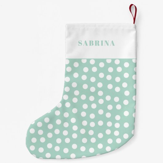 Moderne Mint groen & witte stippen Kleine Kerstsok (Achterkant)