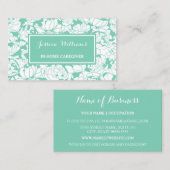 Moderne Mint Groene Bloemen Girly Verpleegkundige Visitekaartje (Voorkant / Achterkant)