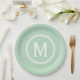 Moderne Mint Groene Custom Ronde Ingelijste Monogr Papieren Bordje