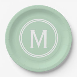 Moderne Mint Groene Custom Ronde Ingelijste Monogr Papieren Bordje